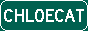 a 88x31 button that says chloecat in the style of an exit sign u would see on a highway in north american countries